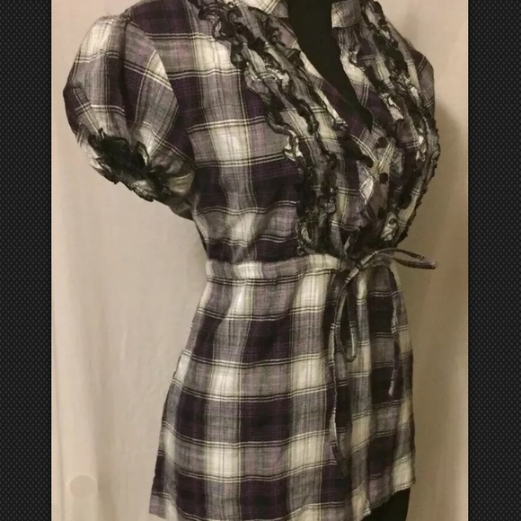 Women’s XL plaid tie waist blouse from Arizona - Picture 3 of 7
